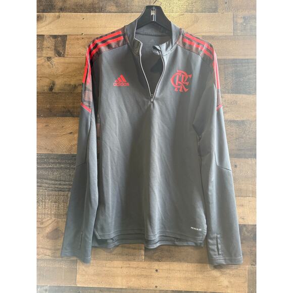 Adidas Flamengo “Lead” Training Sweatshirt – Grey/Orange- Men’s Medium - Picture 1 of 8